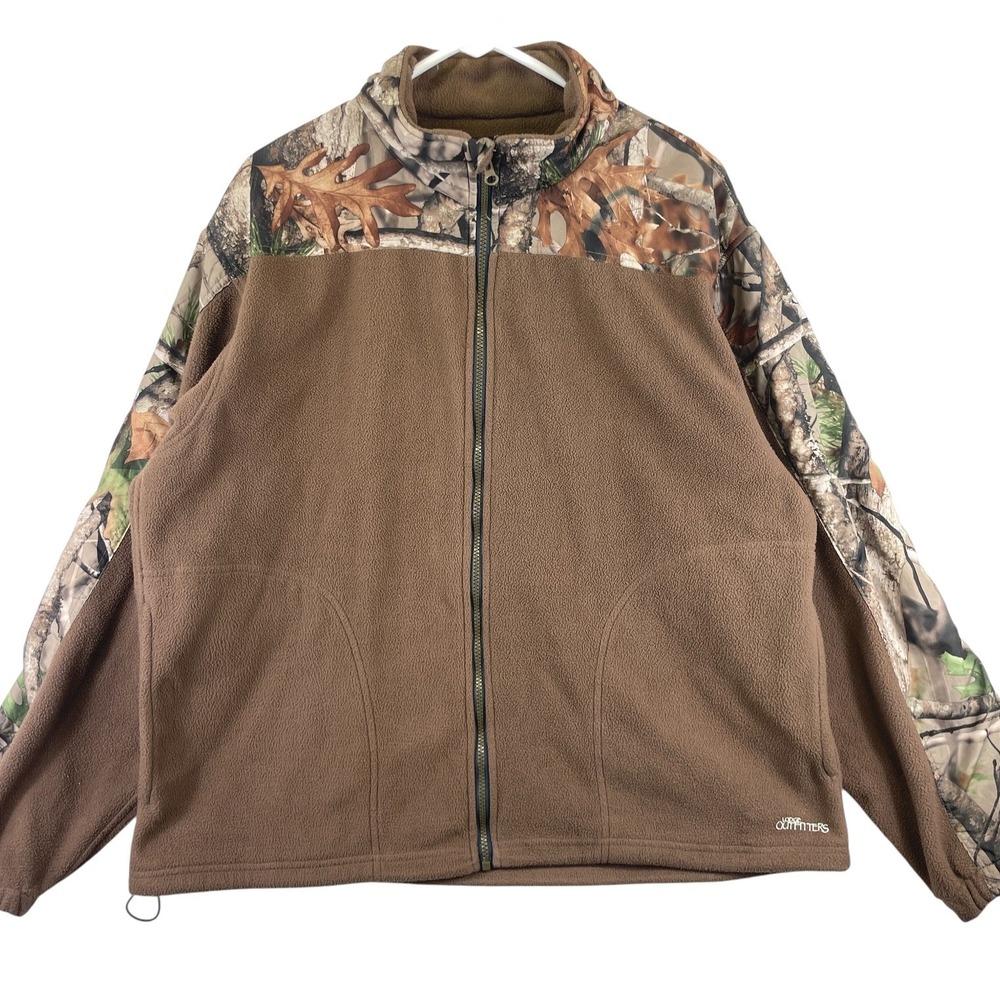 Lodge Outfitters Men's XL Brown Camo Fleece Full Zip Jacket RealTree Hunting